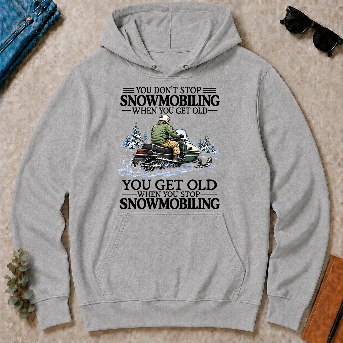 Don't Stop Snowmobiling Vintage Art - sport-grey - HS2D-SportGrey