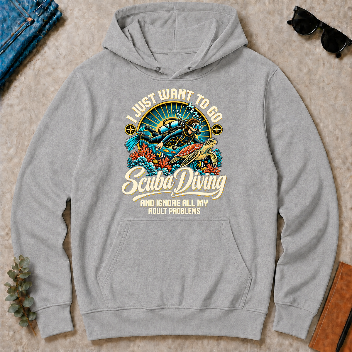 I Just Want To Go Scuba Diving & Ignore All Adult Problems - sport-grey - HS2D-SportGrey