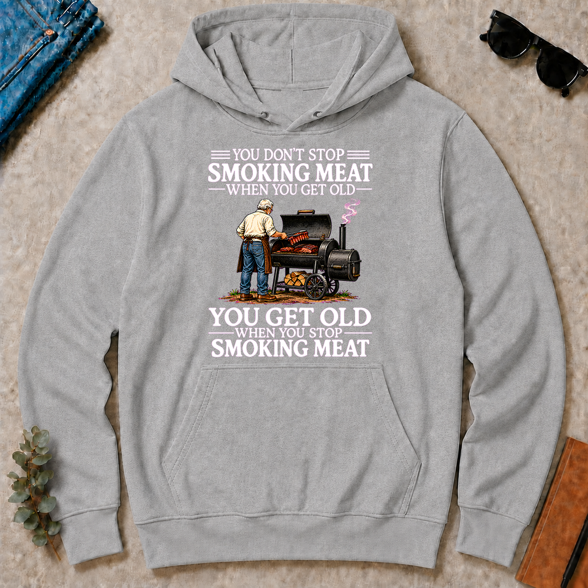 Old Man Don't Stop Smoking Meat - sport-grey - HS2D-SportGrey