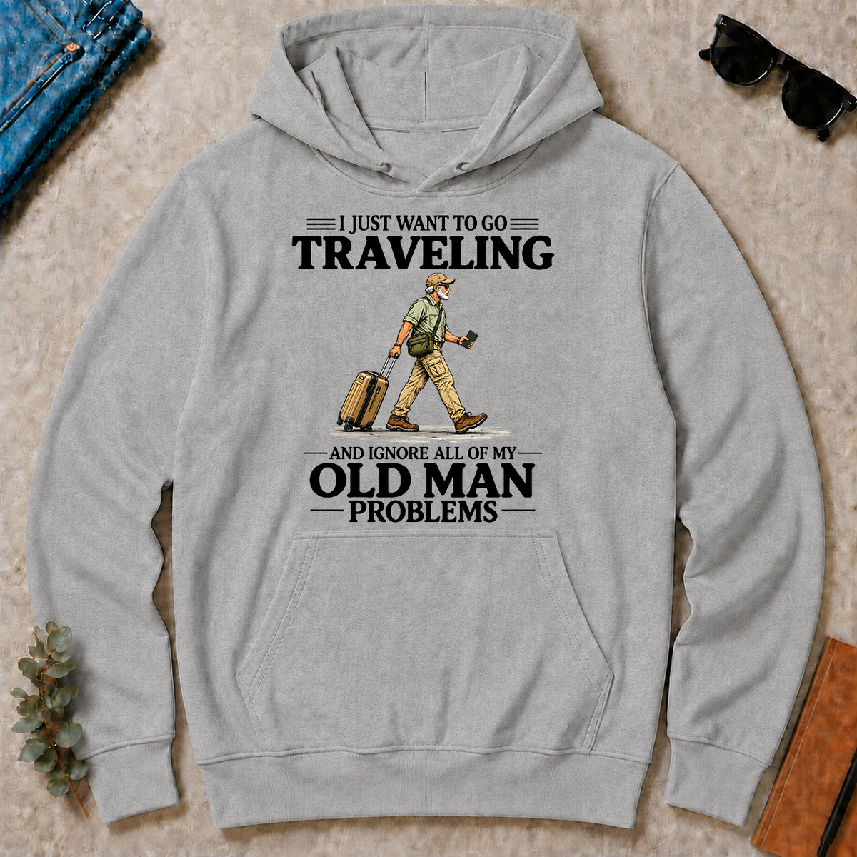 I Just Want To Go Traveling Vintage - sport-grey - HS2D-SportGrey