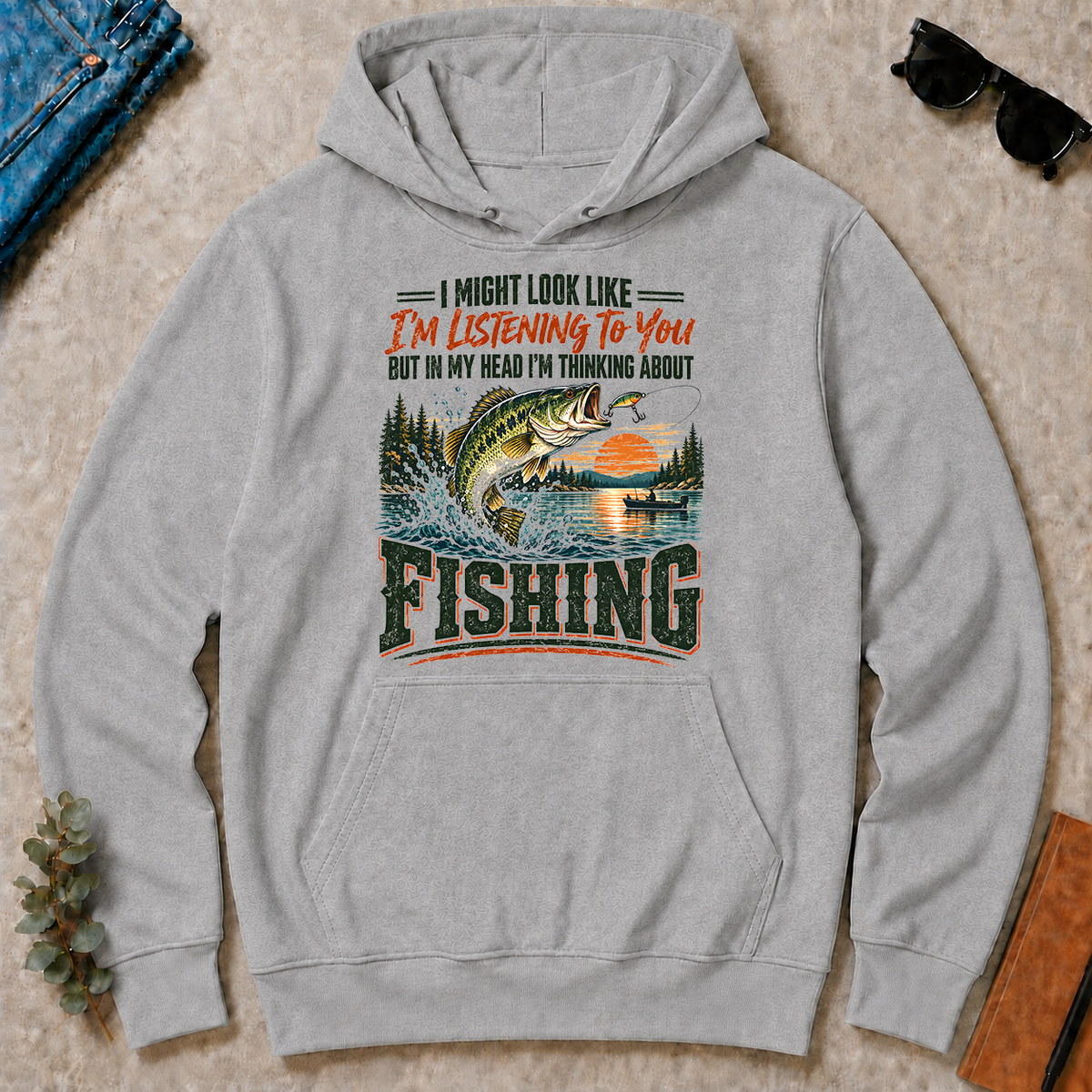 I'm Thinking About Fishing - sport-grey - HS2D-SportGrey