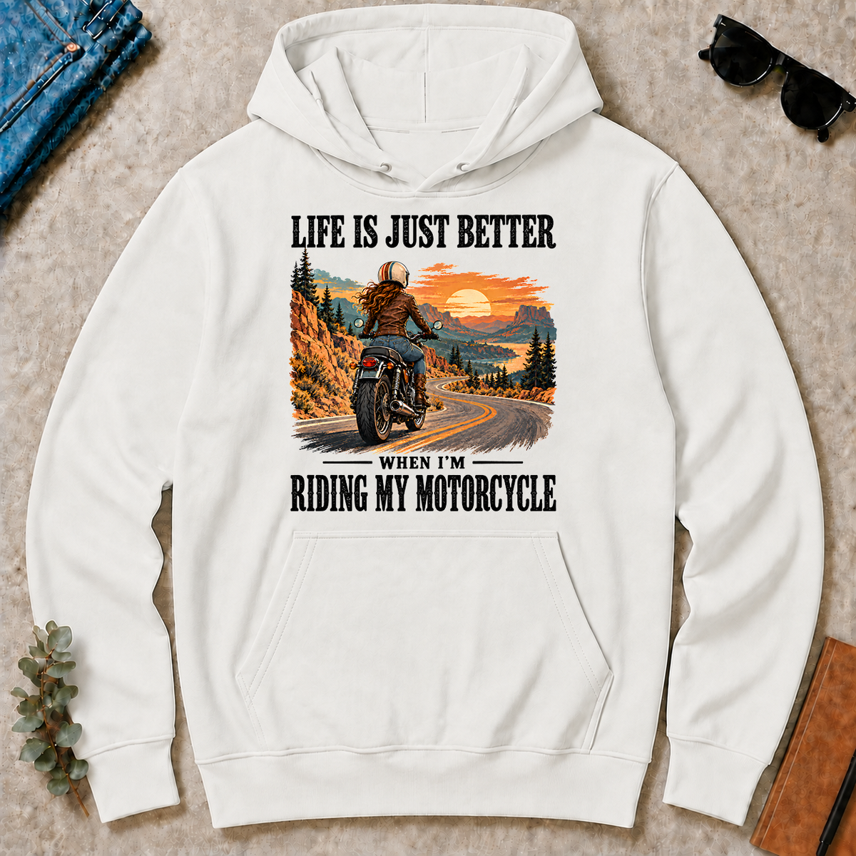 Life Is Just Better When I'm Riding My Motorcycle - white - HS2D-White