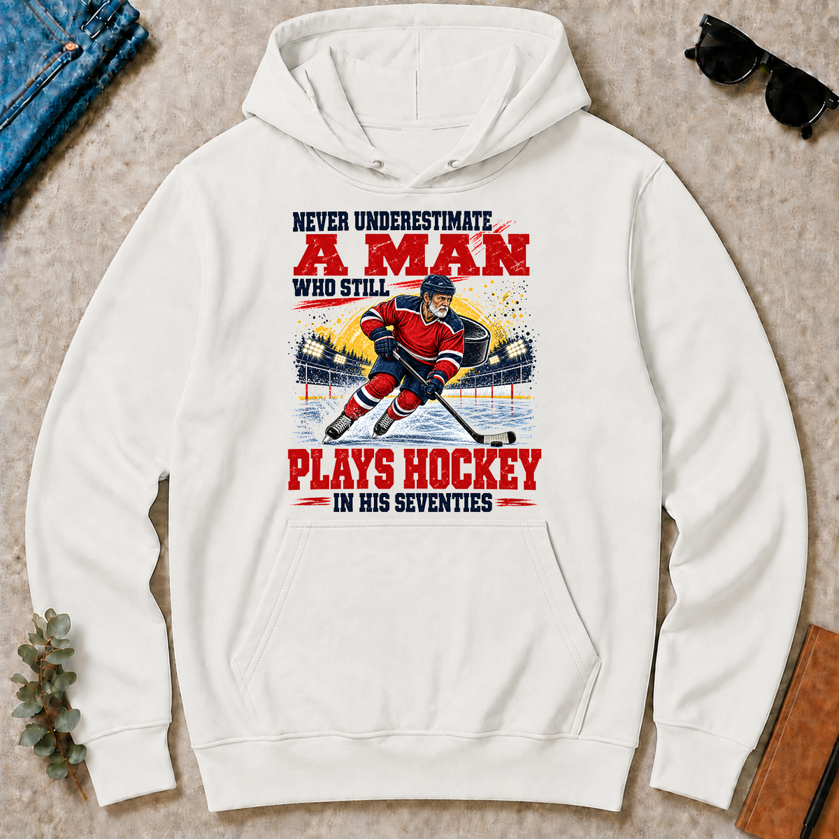 A Man Still Plays Hockey In His 70s - white - HS2D-White