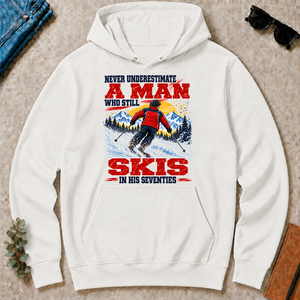 A Man Still Skis In His 70s - white - HS2D-White