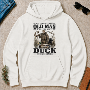 Old Man Hunting Duck In His Eighties - white - HS2D-White