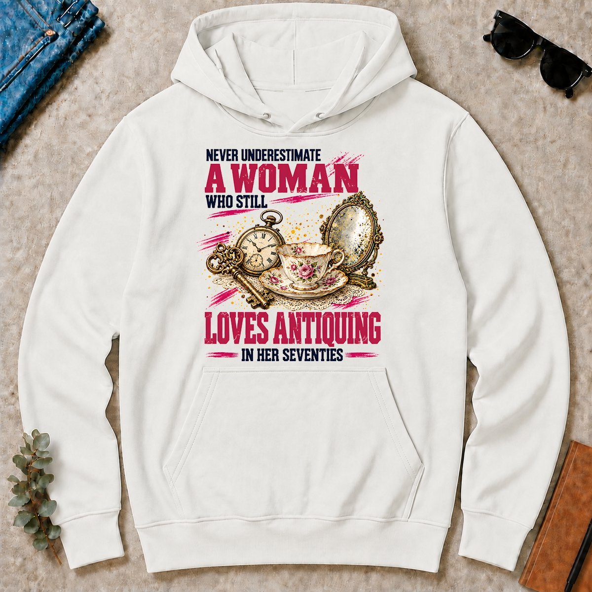 A Woman Still Loves Antiquing In Her Seventies - white - HS2D-White