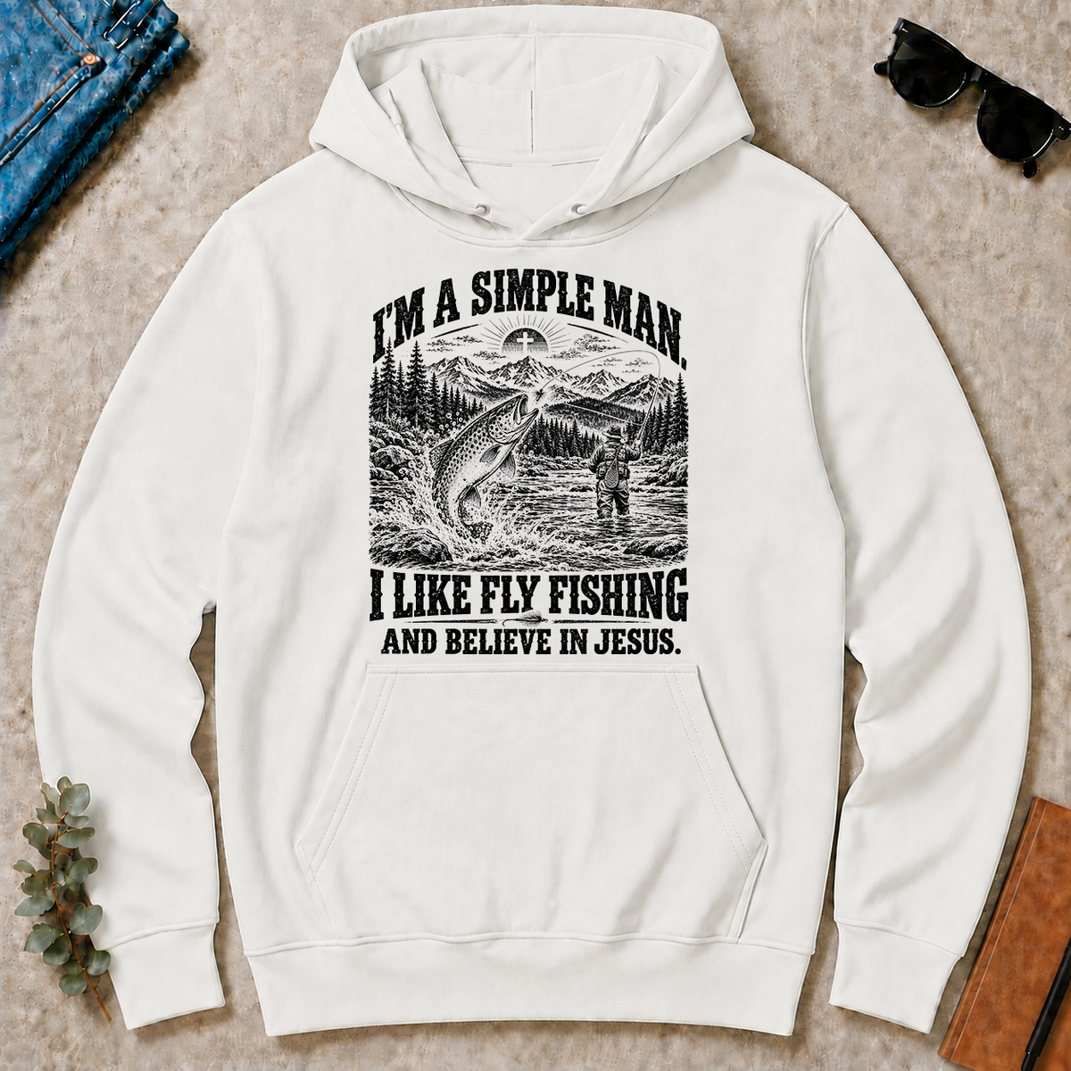 I like Fly Fishing Believe In Jesus - white - HS2D-White