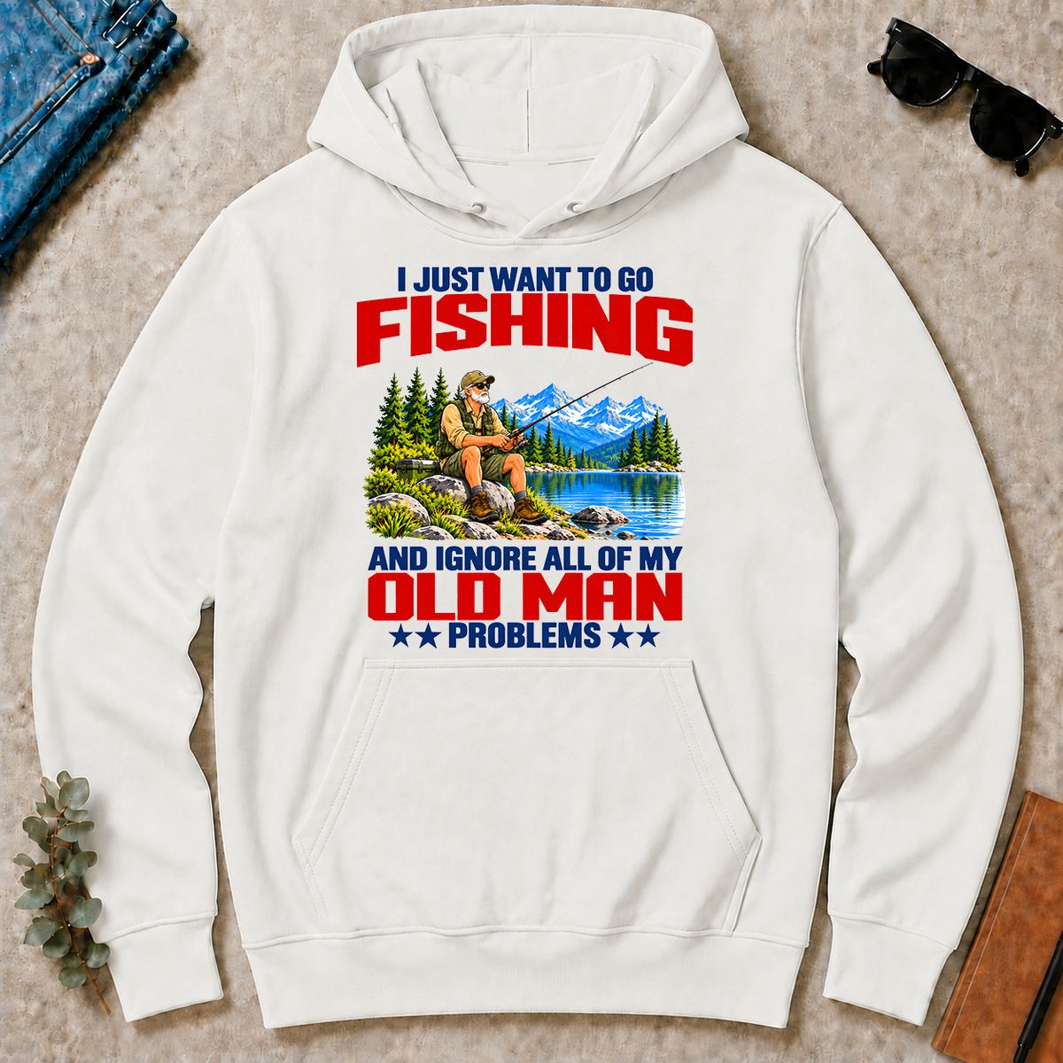 I Just Want To Go Fishing Art - white - HS2D-White