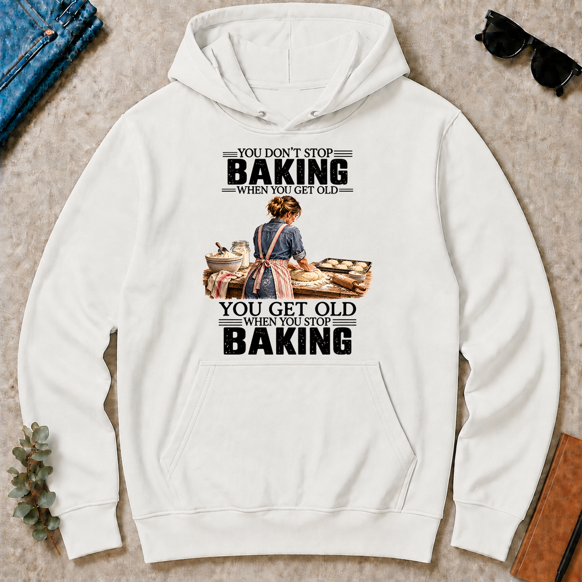 Vinatge You Get Old When You Stop Baking - white - HS2D-White