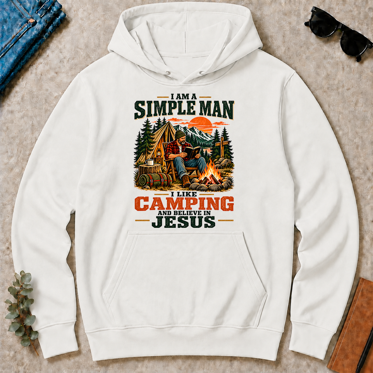 I Like Camping And Believe In Jesus - white - HS2D-White
