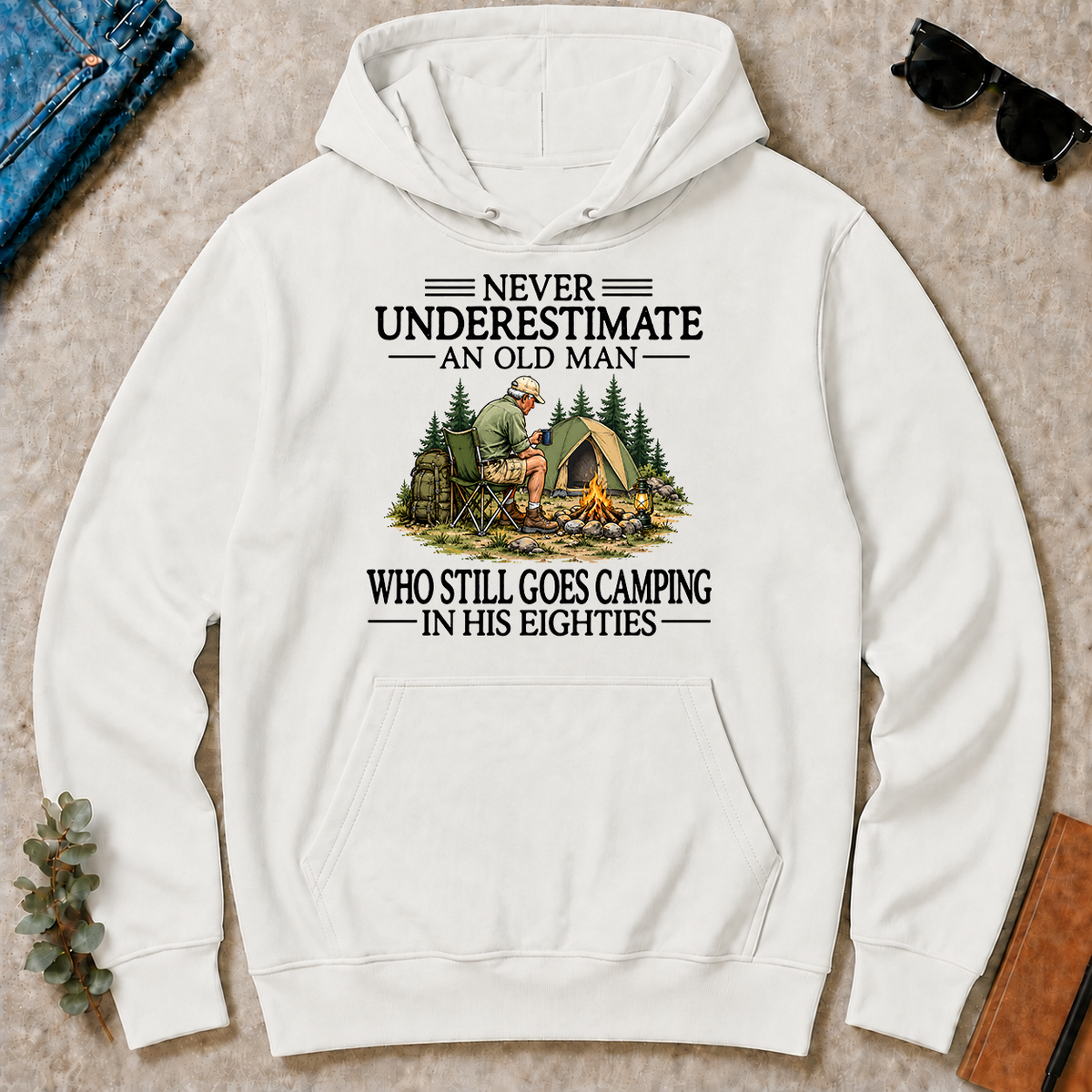 Never Underestimate An Old Man Camping 80s - white - HS2D-White