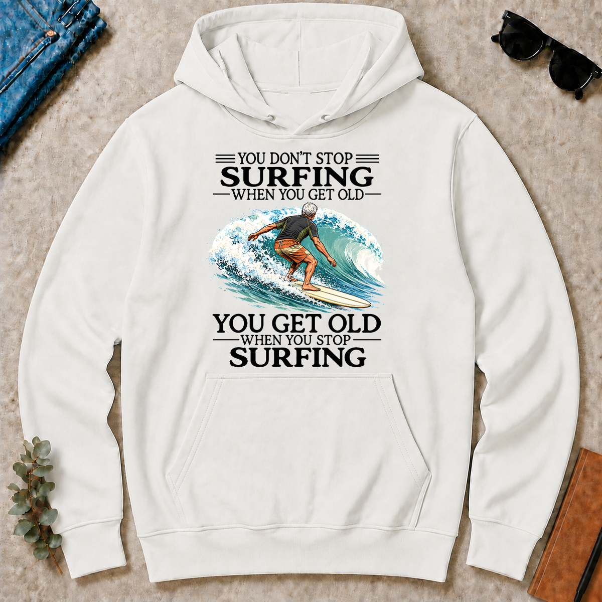 Don't Stop Surfing Vintage Art - white - HS2D-White
