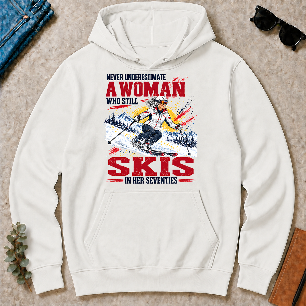 A Woman Still Skis In Her 70s - white - HS2D-White