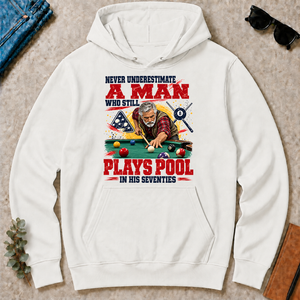 A Man Still Plays Pool In His 70s - white - HS2D-White