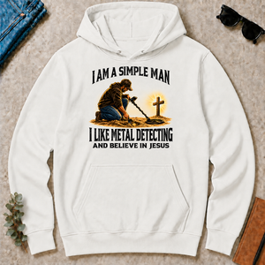 I Am Simple Man I Like Metal Detecting - white - HS2D-White