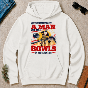 A Man Still Bowls In His 70s - white - HS2D-White