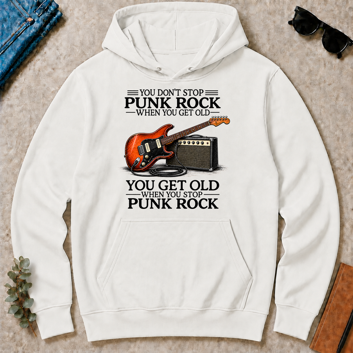 Don't Stop Playing Punk Rock Vintage Art - white - HS2D-White