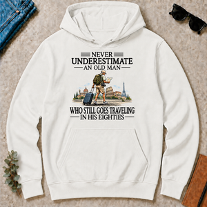 Never Underestimate An Old Man Traveling 80s - white - HS2D-White
