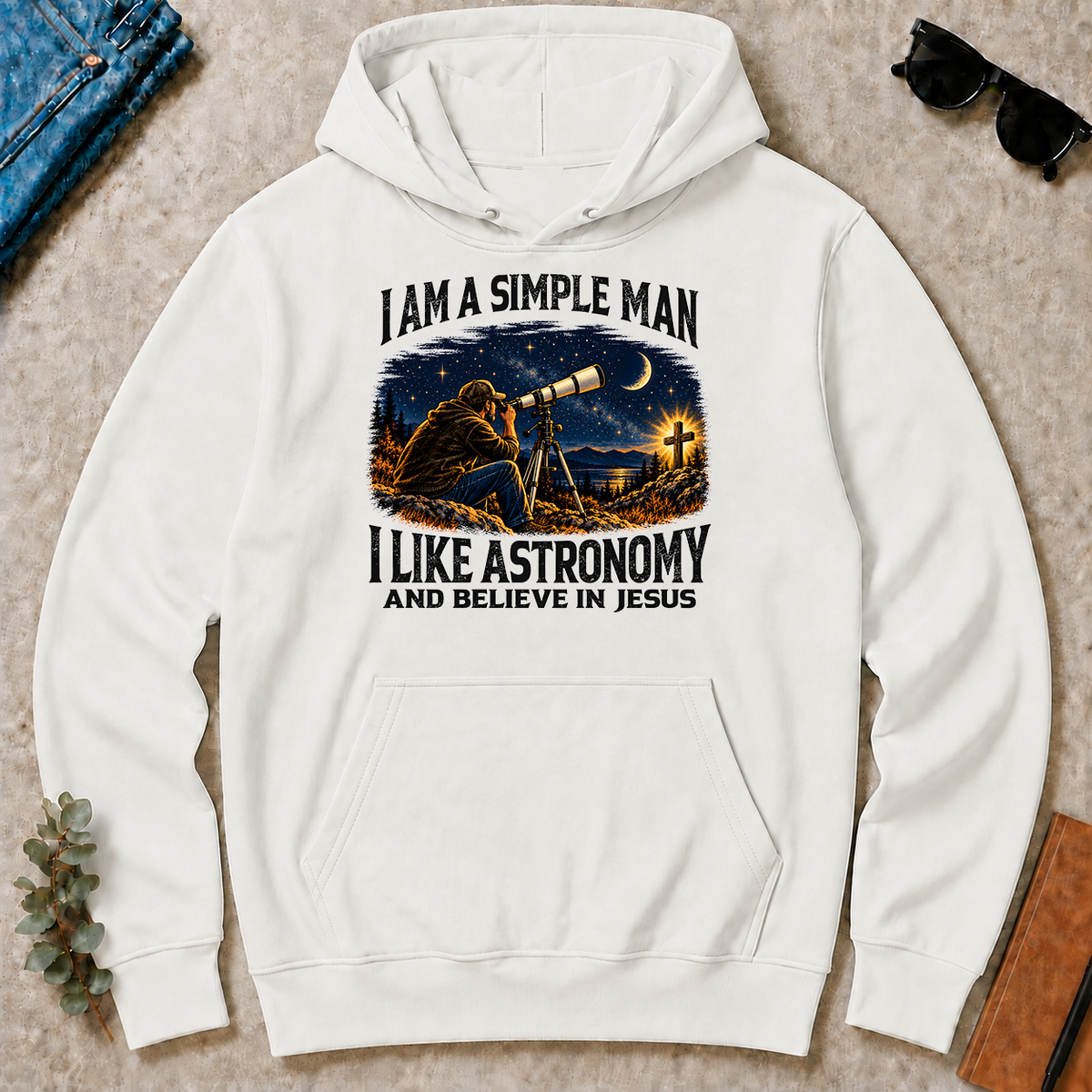I Am Simple Man I Like Astronomy - white - HS2D-White