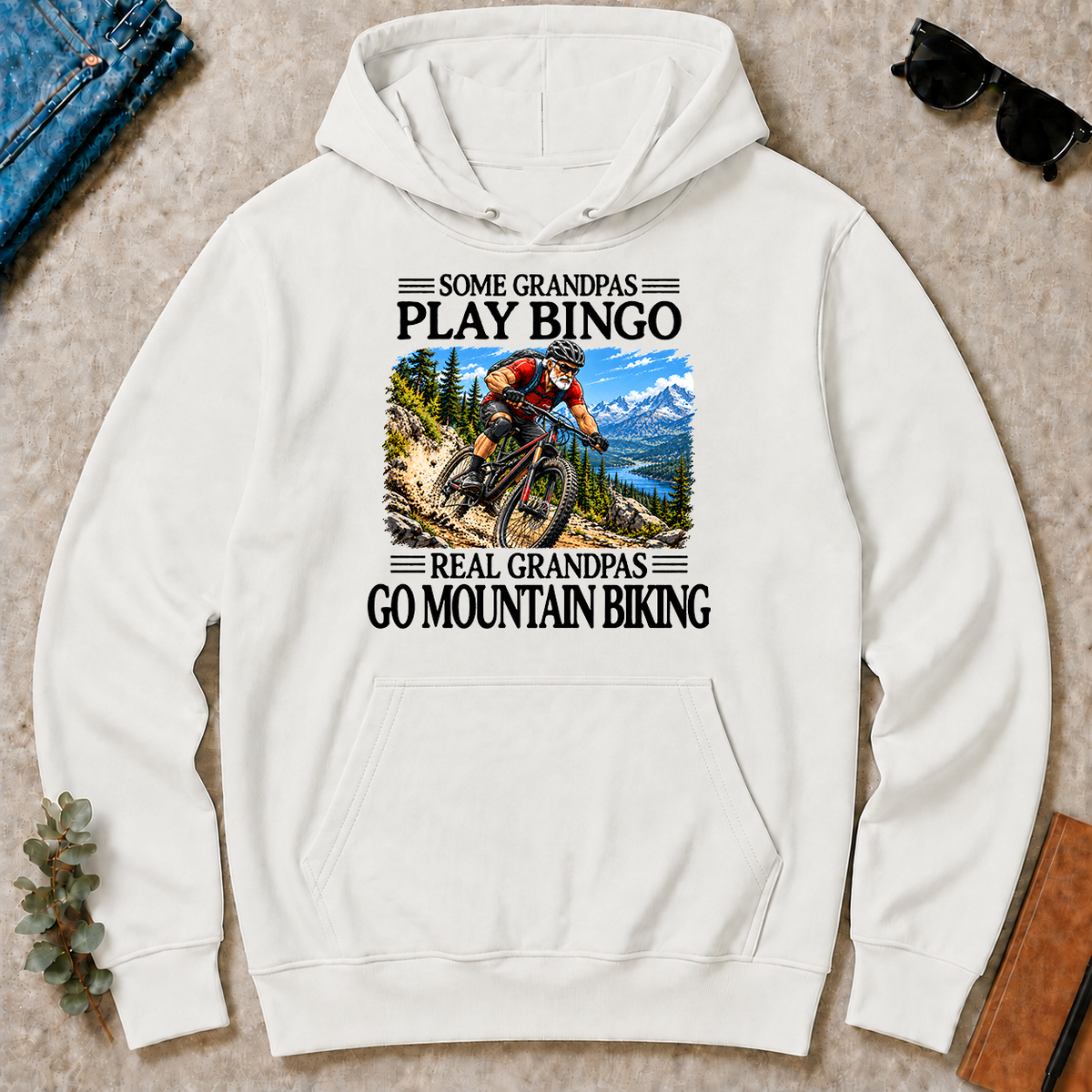 Some Grandpas Play Bingo Real Grandpas Go Mountain Biking - white - HS2D-White