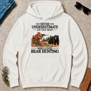Never Underestimate An Old Man Bear Hunting - white - HS2D-White