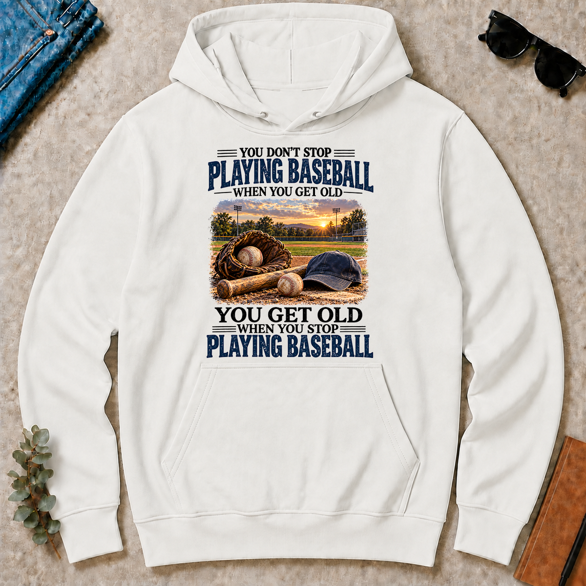 Playing Baseball You Get Old When You Stop - white - HS2D-White