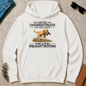 Never Underestimate An Old Man Who Loves Pheasant Hunting Art - white - HS2D-White