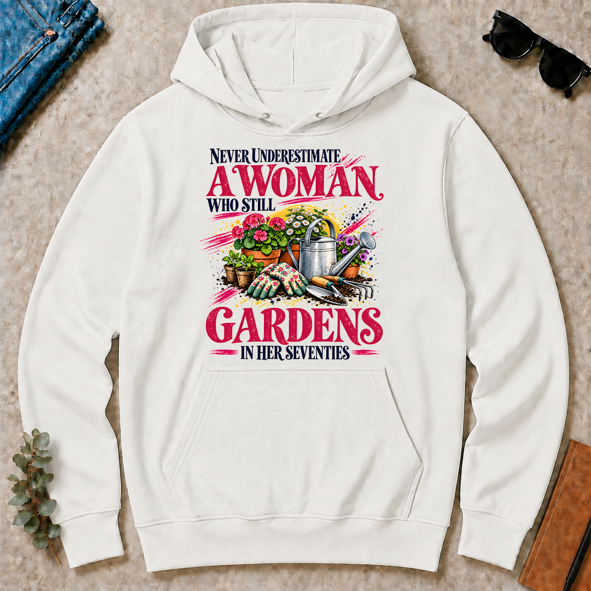 A Woman Still Gardens In Her Seventies - white - HS2D-White