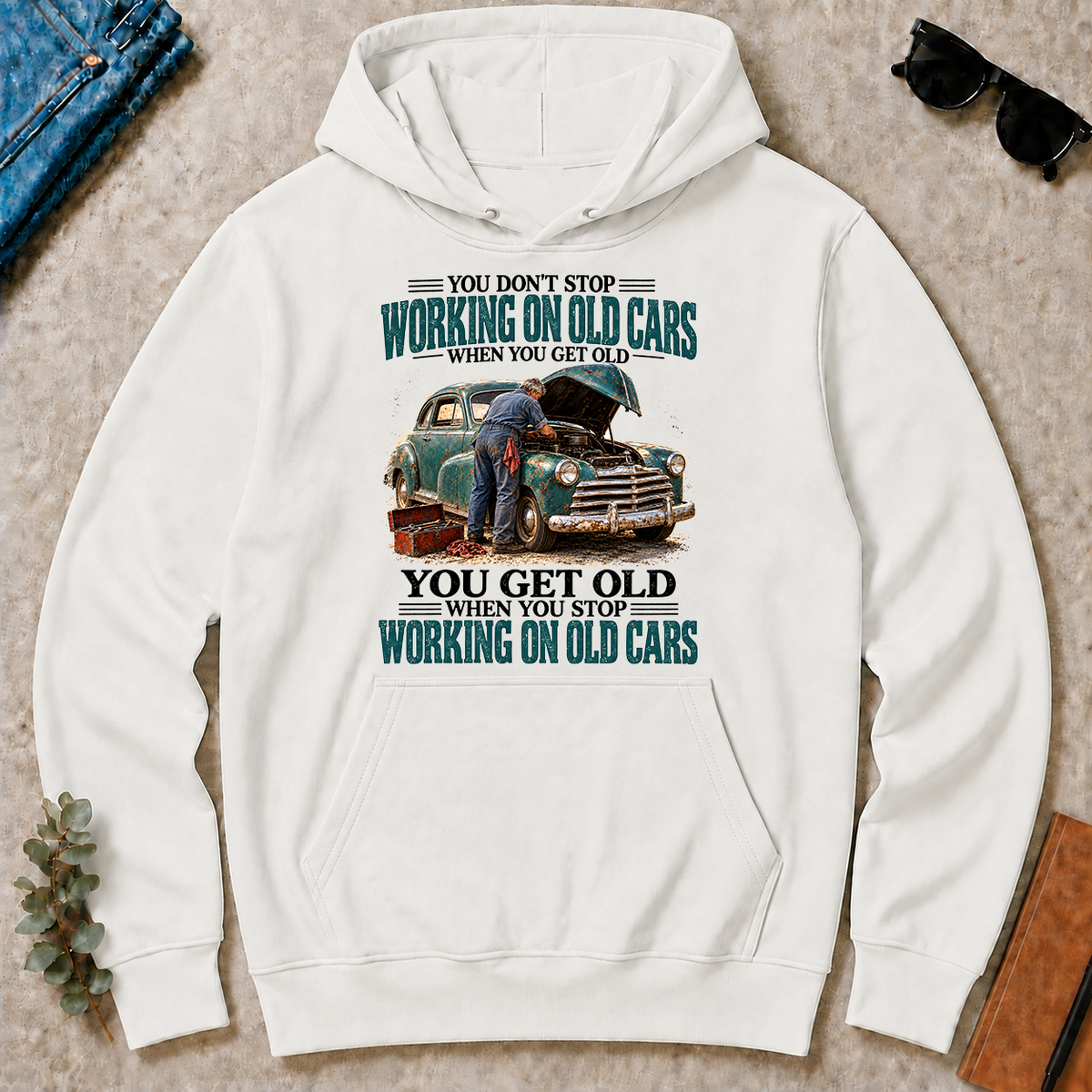 Working On Old Cars You Get Old When You Stop - white - HS2D-White