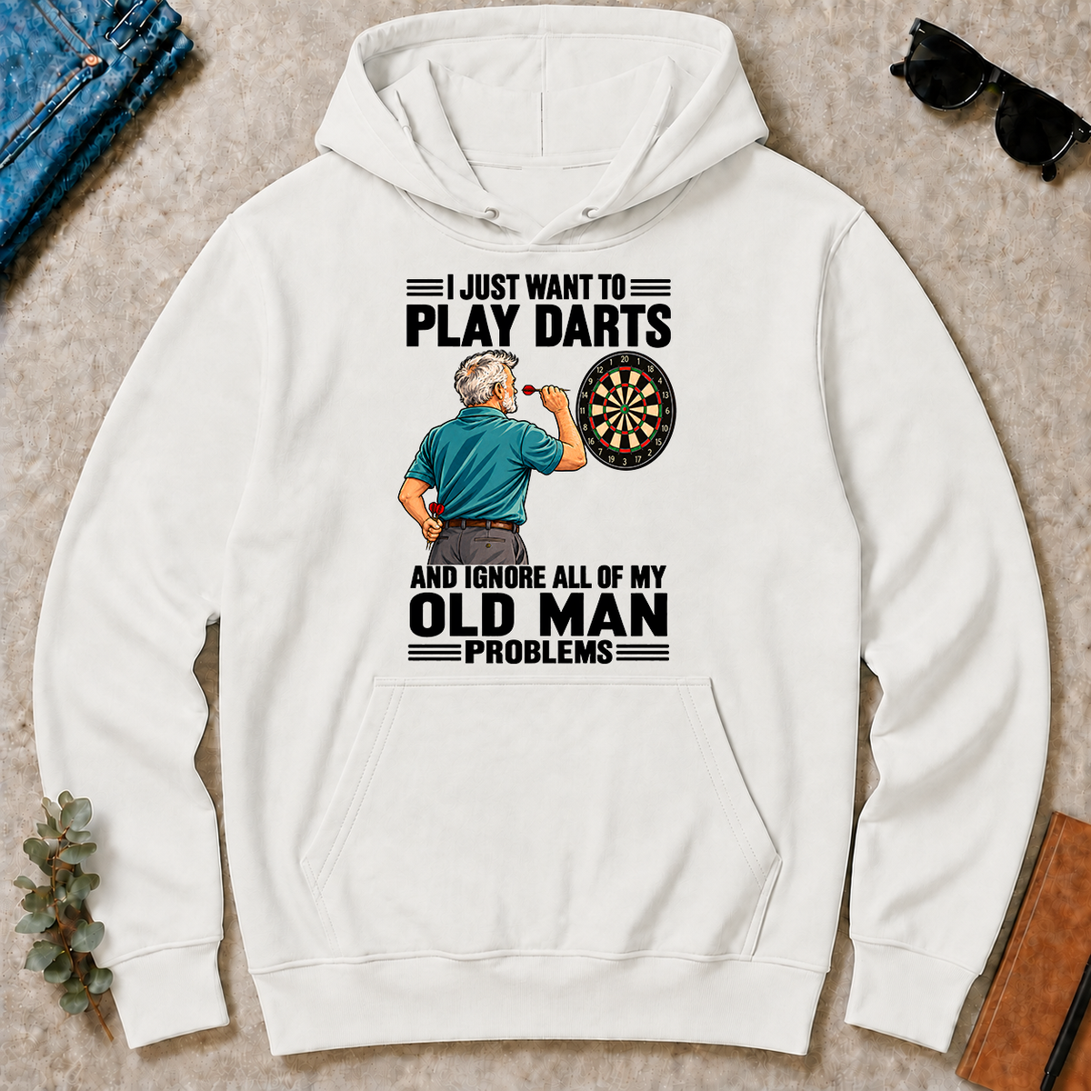 I Just Want To Play Darts Art - white - HS2D-White