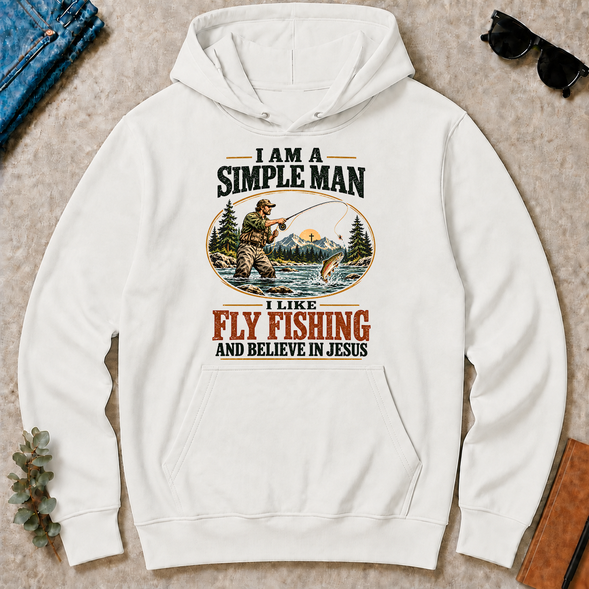 I Like Fly Fishing And Believe In Jesus - white - HS2D-White