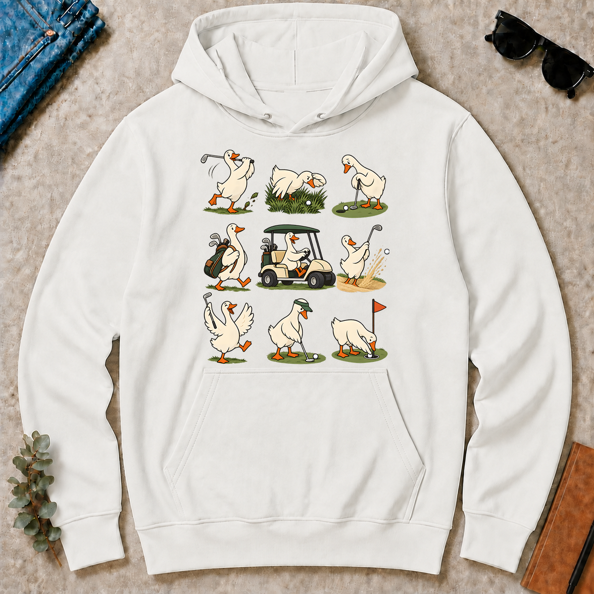 Funny Ducks Playing Golf - white - HS2D-White