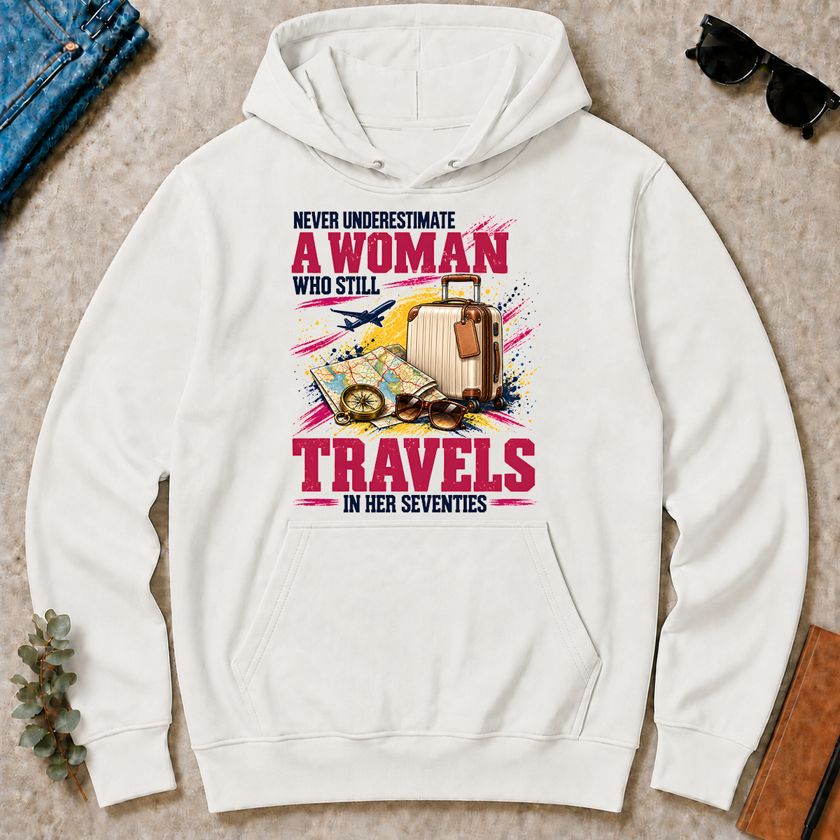 A Woman Still Travels In Her Seventies - white - HS2D-White