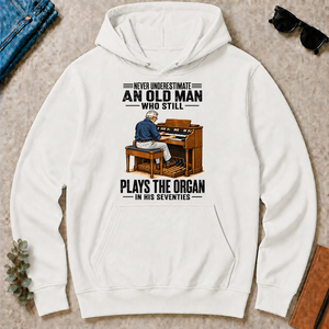 An Old Man Still Plays The Organ In His 70s - white - HS2D-White