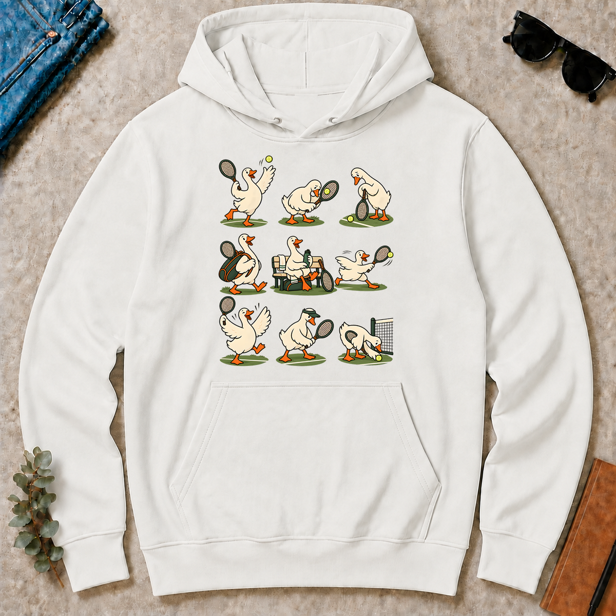 Funny Ducks Playing Tennis - white - HS2D-White