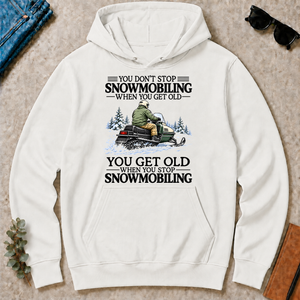 Don't Stop Snowmobiling Vintage Art - white - HS2D-White