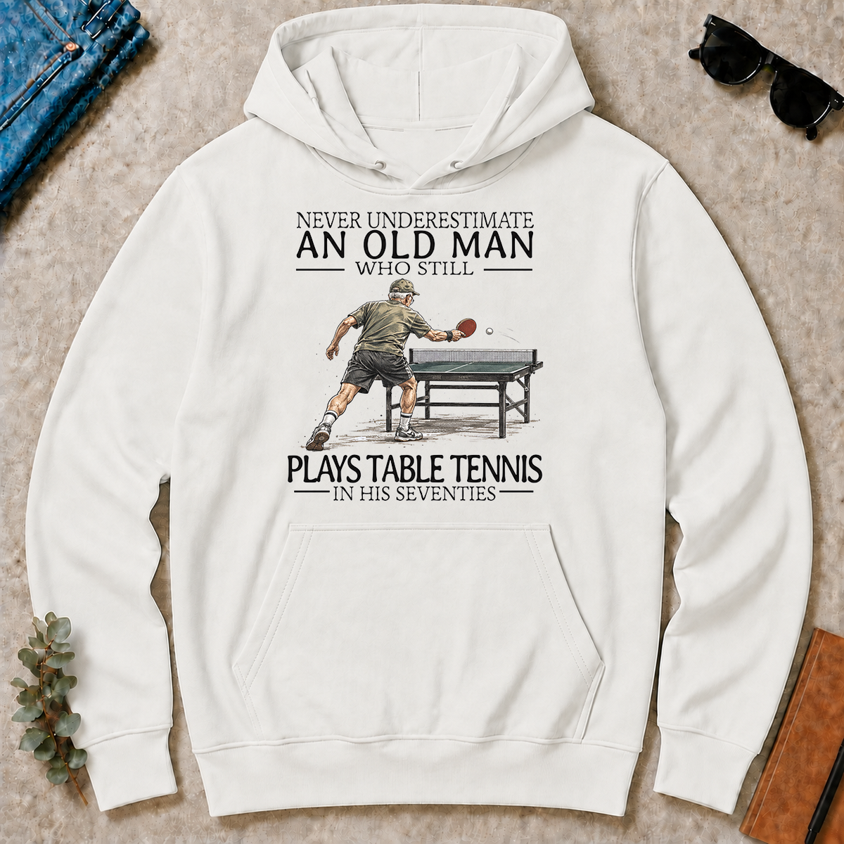An Old Man Who Still Plays Table Tennis In His Seventies - white - HS2D-White