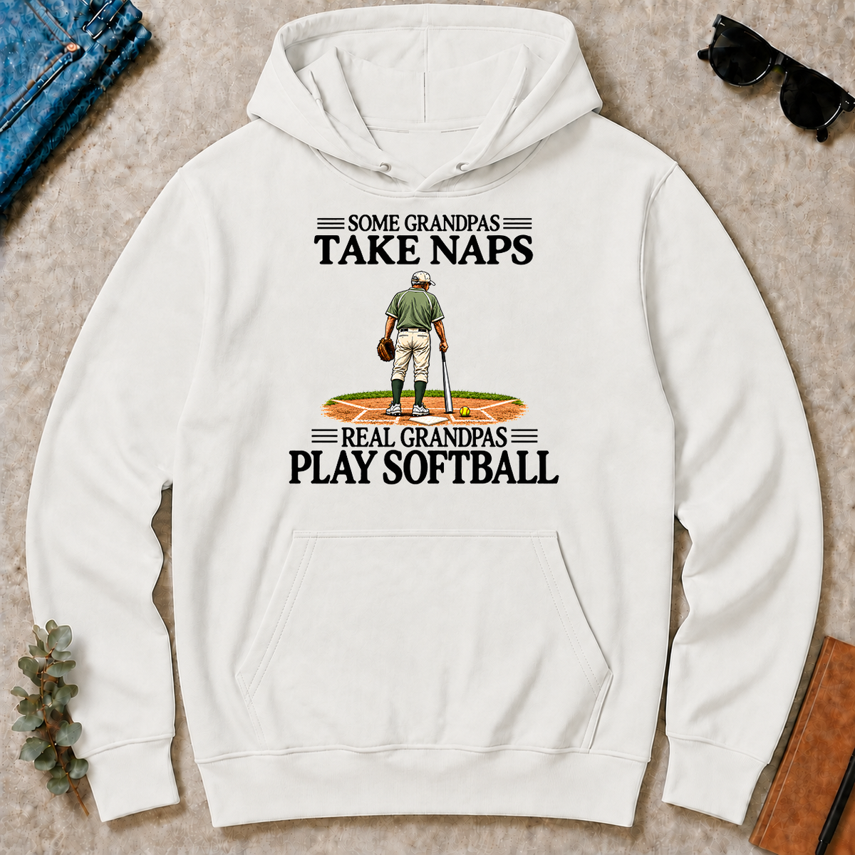 Real Grandpas Play Softball Vintage - white - HS2D-White