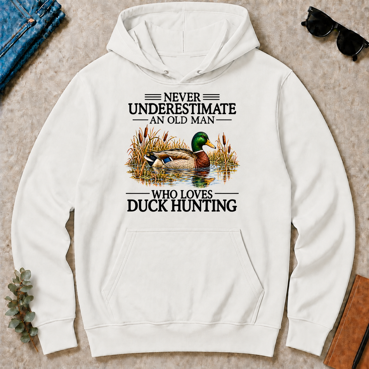 Never Underestimate An Old Man Who Loves Duck Hunting - white - HS2D-White