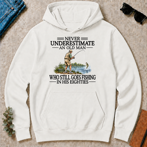 Never Underestimate An Old Man Fishing 80s - white - HS2D-White