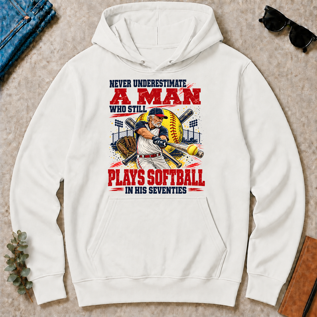 A Man Still Plays Softball In His 70s - white - HS2D-White