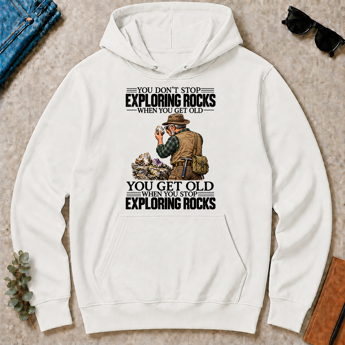 Vintage You Get Old When You Stop Exploring Rocks - white - HS2D-White