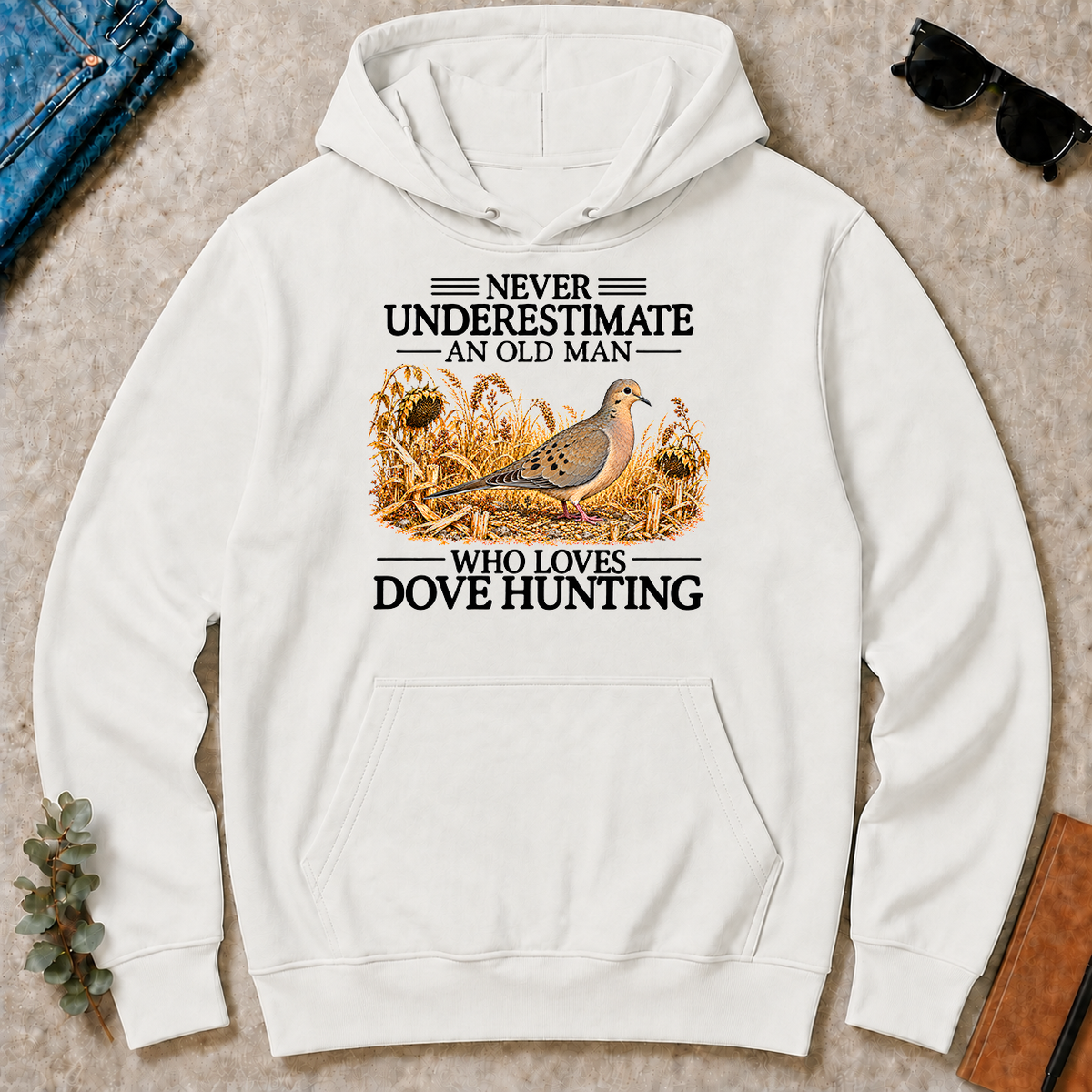 Never Underestimate An Old Man Who Loves Dove Hunting - white - HS2D-White