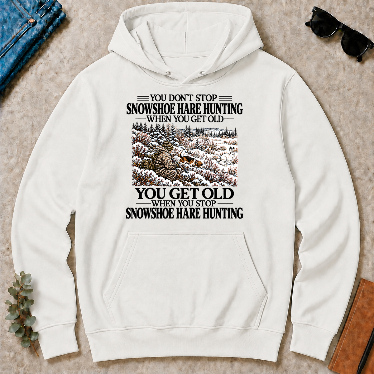 Don't Stop Snowshoe Hare Hunting Snow - white - HS2D-White