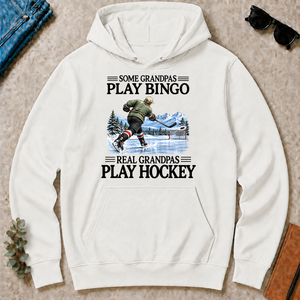 Some Grandpas Play Bingo Real Grandpas Play Hockey - white - HS2D-White