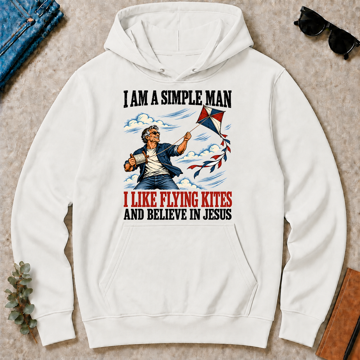 I Like Flying Kites And Believe In Jesus - white - HS2D-White