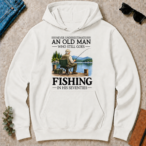 An Old Man Who Still Goes Fishing In His Seventies - white - HS2D-White