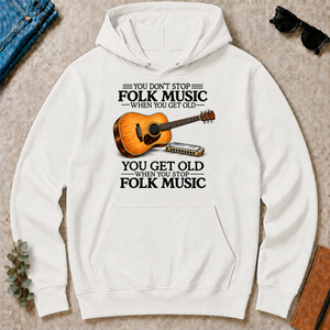 Don't Stop Playing Folk Music Vintage Art - white - HS2D-White