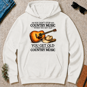 Don't Stop Playing Country Music Vintage Art - white - HS2D-White