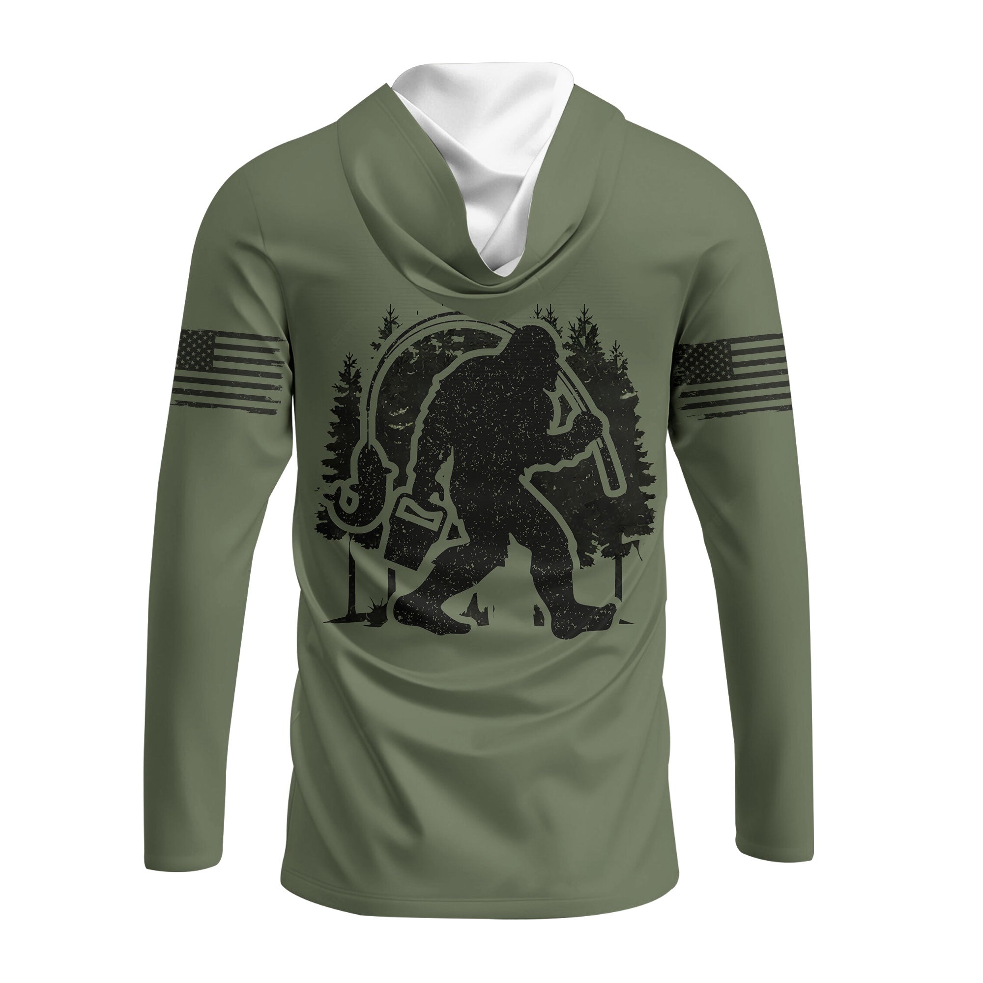 Forest Bigfoot Fishing All Over Print Shirt